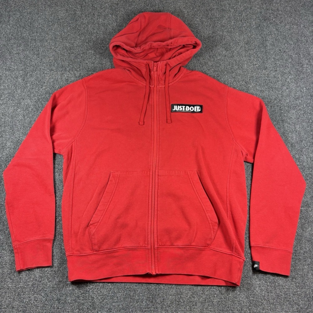 NIKE CLUB JDI Mens M Full Zip Red Fleece CU4052-657 JUST DO IT